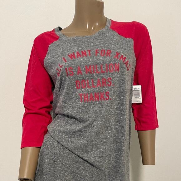 TORRID 0 large "all I want for Xmas is a million dollars" tee TS 2995 - Picture 8 of 11